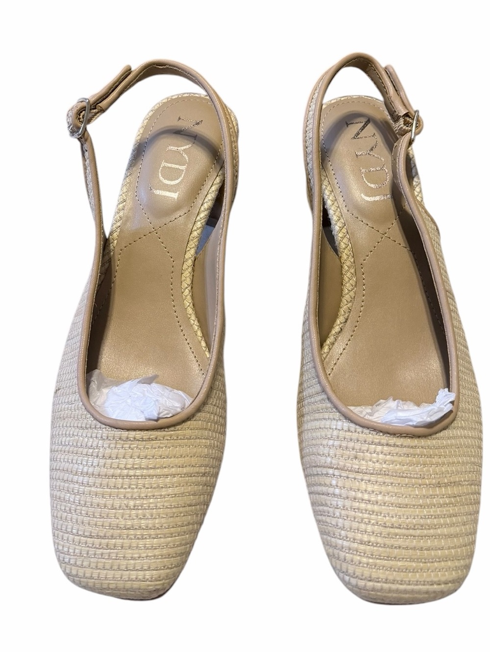 🌼🌟NIB NYDJ Stripped Raffia Tan Woven Slingback Flats Size 7.5M - Picture 2 of 8